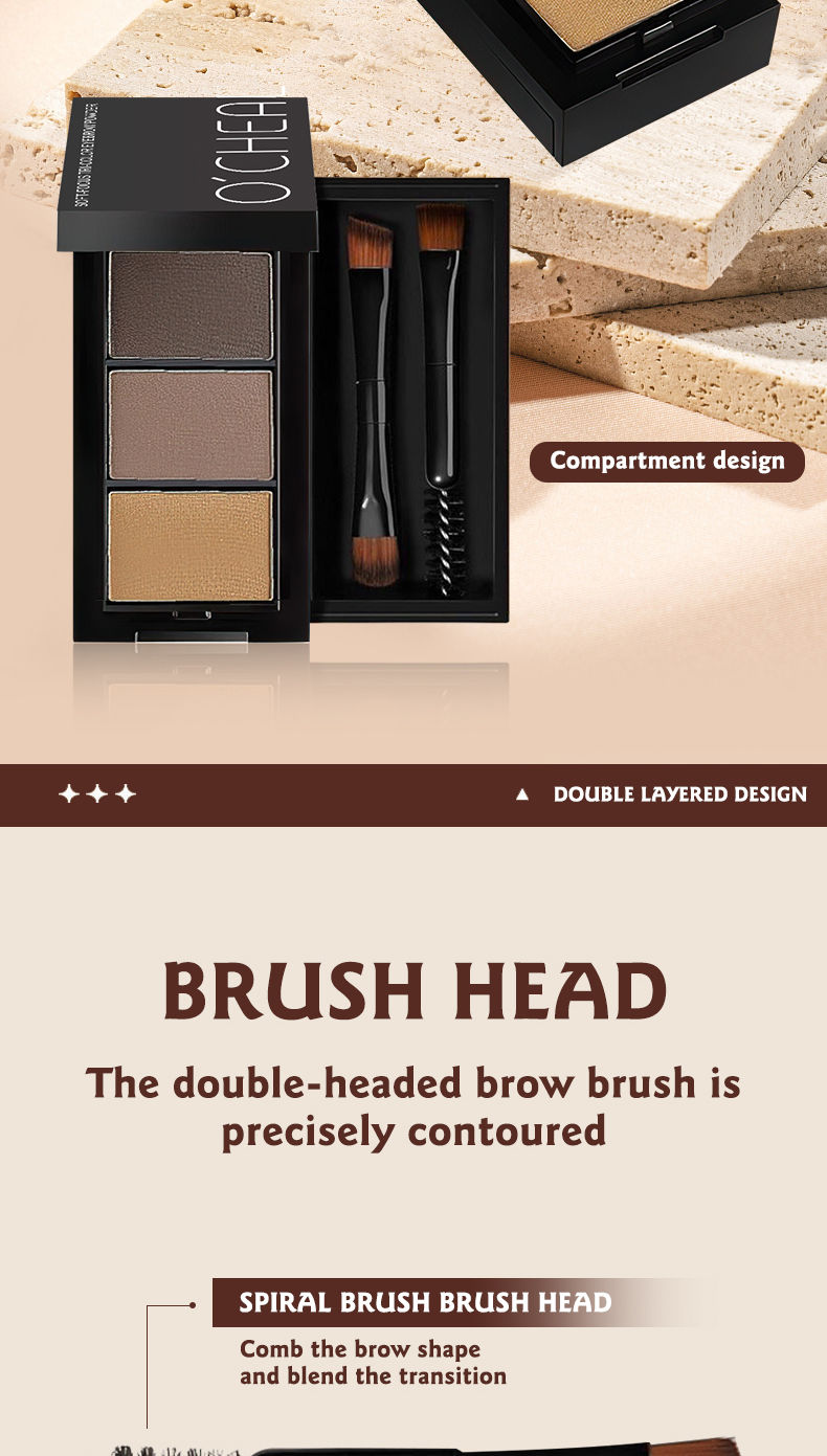 Thumbnail: Ocheal 3Color Eyebrow Powder Black Brown Lift Eyebrow Professional Waterproof Co