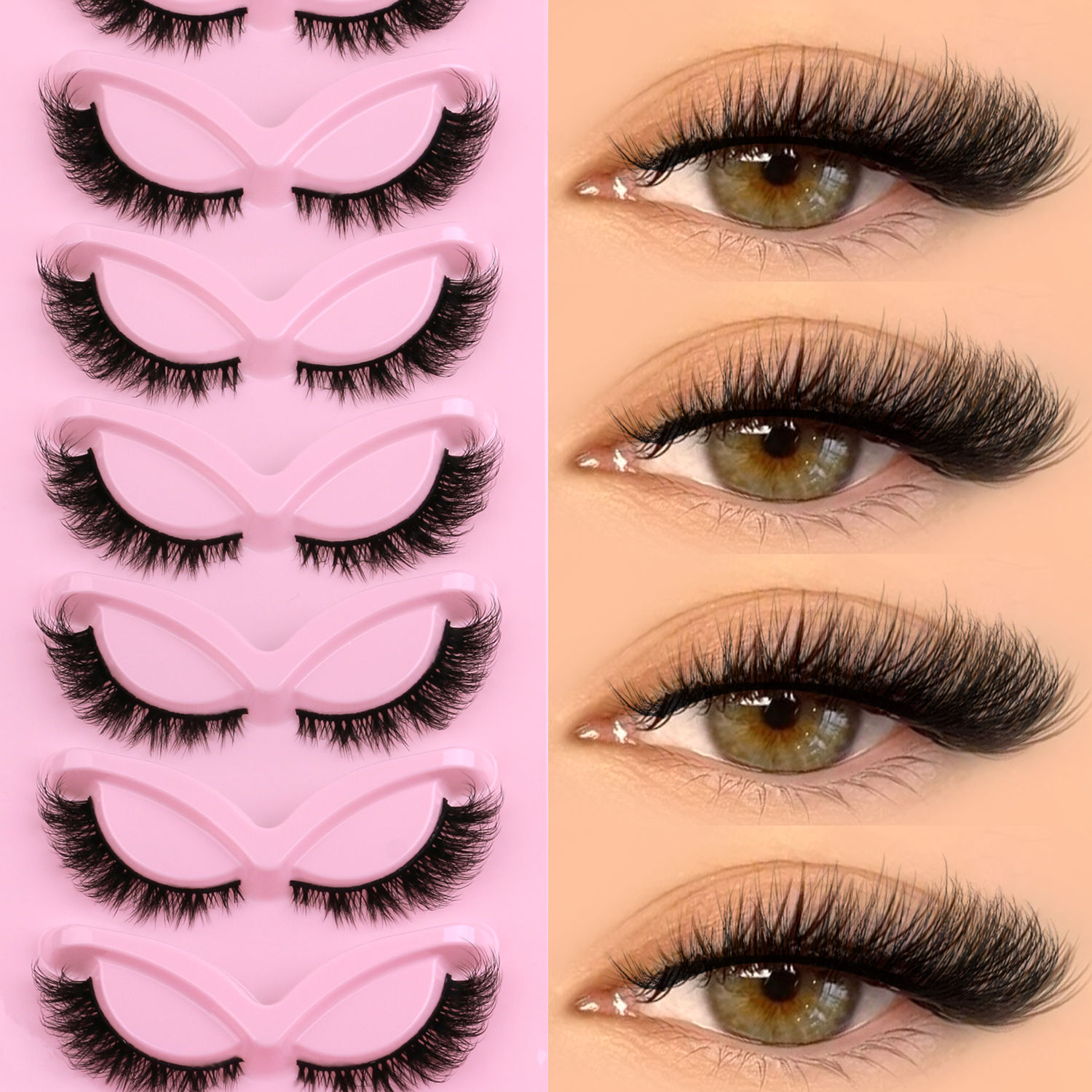Veltrinay Cat Eye Lashes Natural Fake Lashes Winged End Eye Elongated Eyelashes