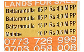 Battaramulla - Malabe Lands for Sale 
