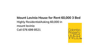 Mount Lavinia House for Rent 60,000 3 Bed