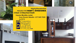 Two Storied House for Rent in Nugegoda 3 Bed 3 Attached Bath 3,500sq.ft 1 Vehicle Garage No Brokers