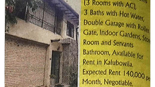 Two Story 4 Bed House for Rent in kalubowila Rs 140,000/= Month (Nego)