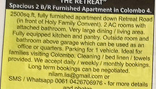 Colombo 4 2,500sq.ft 2 Bed - Retreat Road For Daily, Weekly, Monthly Bookings