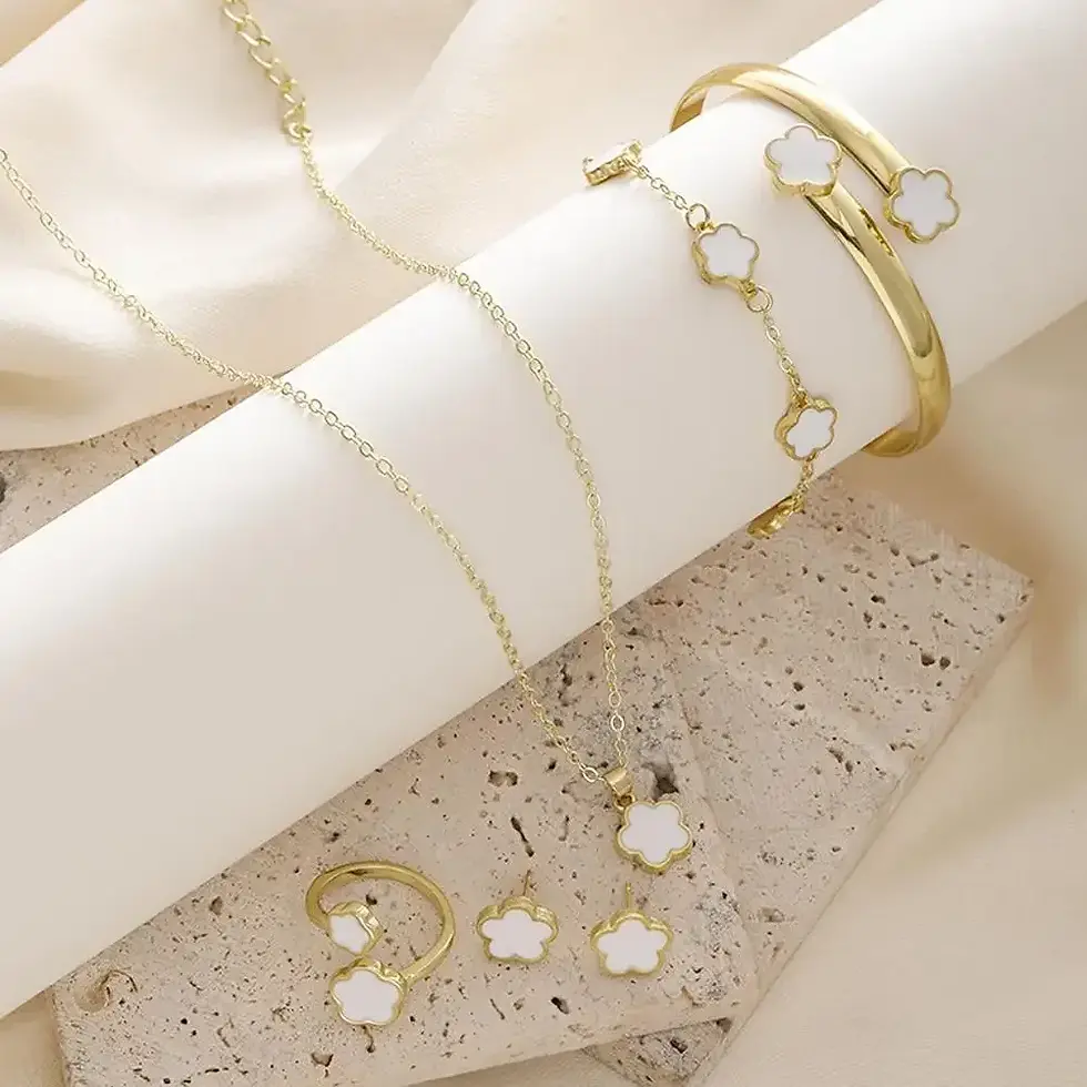 Thumbnail: 5pcs/set Luxury Quality Jewelry Sets Plum Blossom Plant Five Leaf Flower Women's
