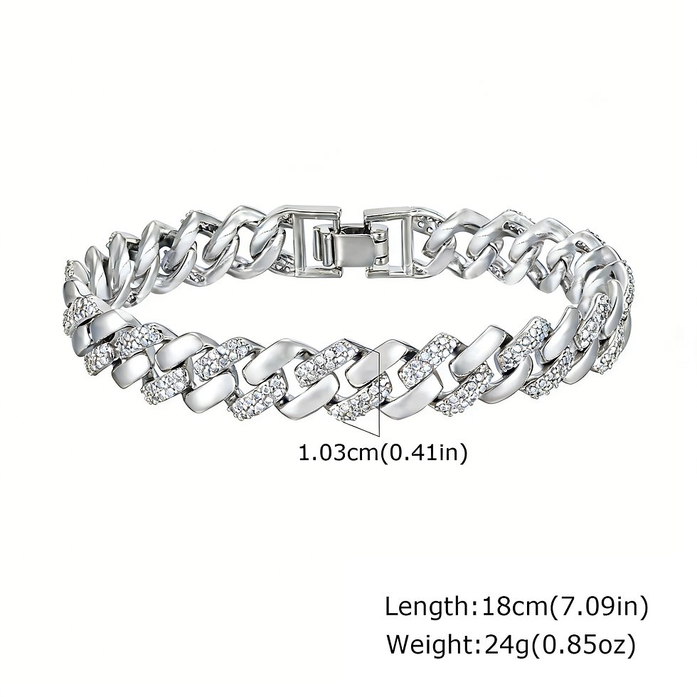 Thumbnail: Paperclip Chain Bracelet 14K Gold Plated Cubic Zirconia Watch Strap Chunky Link 