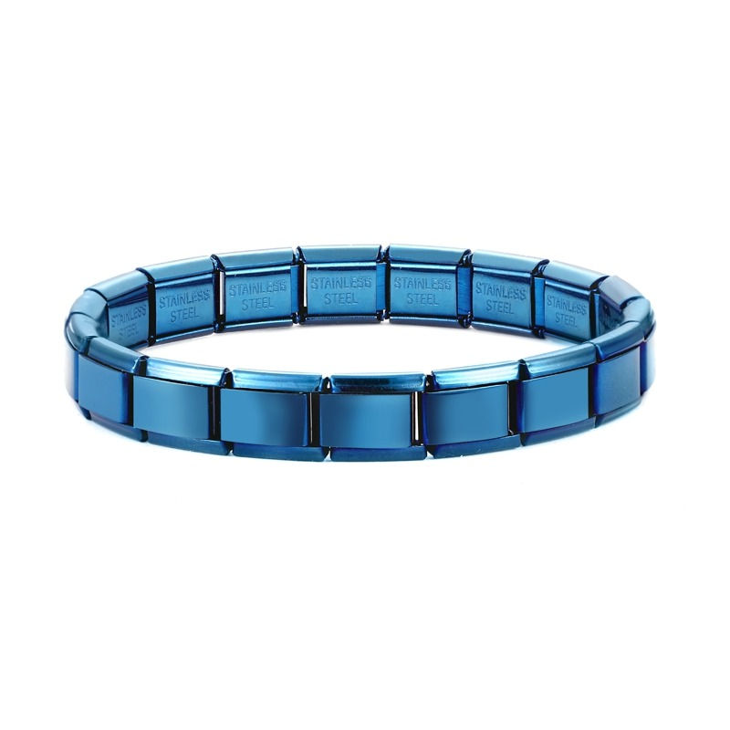 Thumbnail: New Women's Men's Jewelry DIY 9MM Width Italian Elastic Charm Bracelet Solid Col