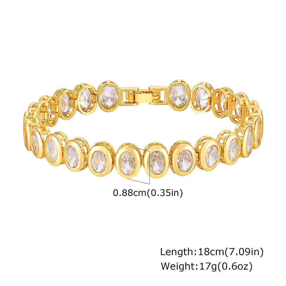 Thumbnail: Paperclip Chain Bracelet 14K Gold Plated Cubic Zirconia Watch Strap Chunky Link 