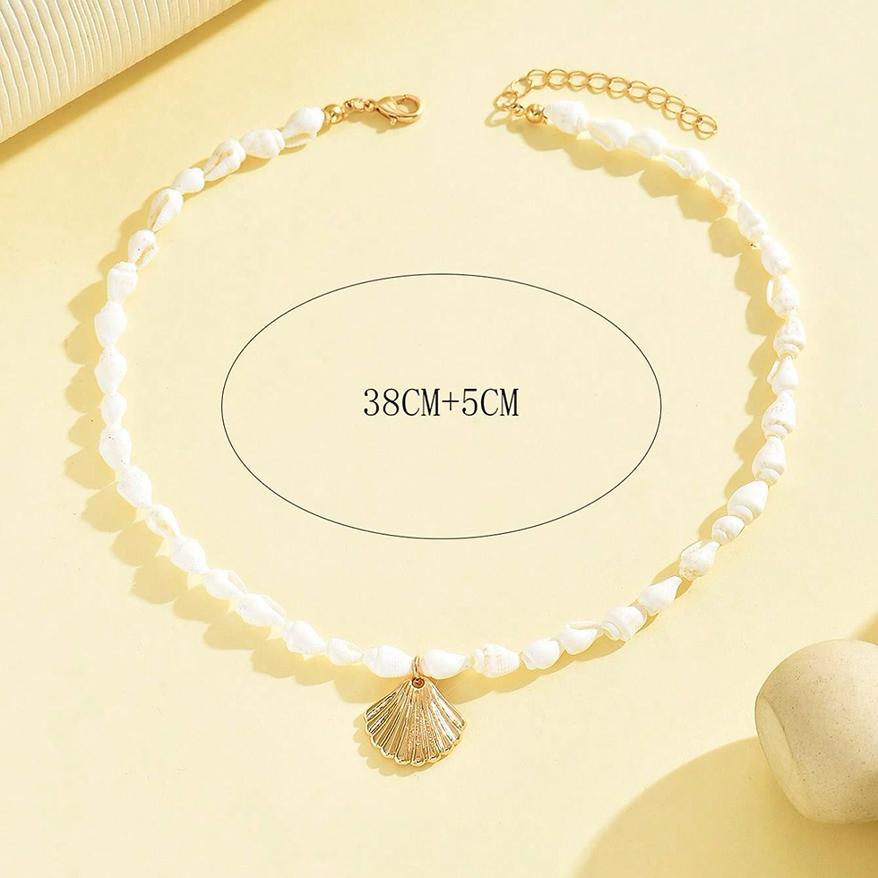 Thumbnail: Fashionable  Natural Seashell Beaded Necklace Shell Pendant Ocean Inspired Jewel