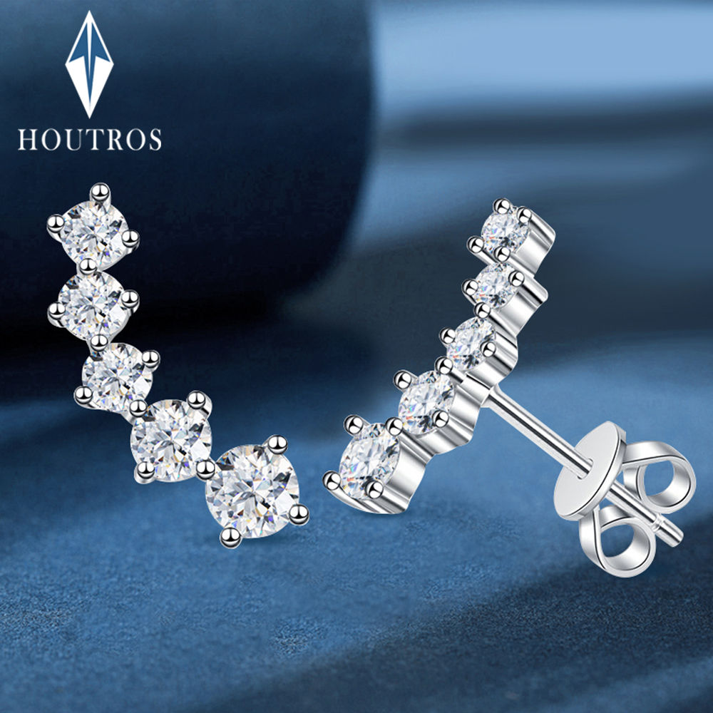 Real D Color Moissanite Diamond Earrings GRA Certified 925 Sterling Silver Spark