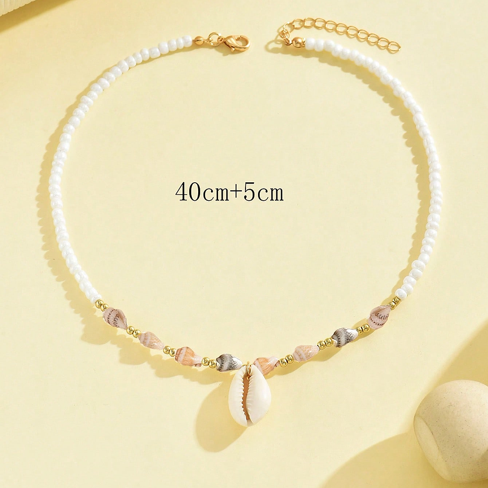 Thumbnail: Fashionable  Natural Seashell Beaded Necklace Shell Pendant Ocean Inspired Jewel