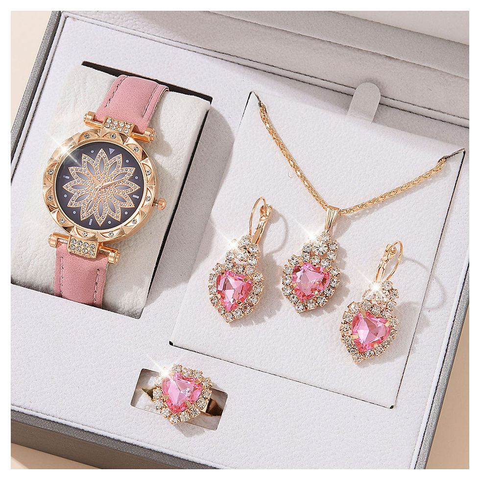 Thumbnail: Watches Sets Gifts for Women Crystal Bling Wristwatch Jewelry Kit Gift for Mom W