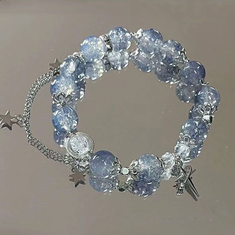 Thumbnail: Niche Design Star Chain Tassel Bracelet for Women Fantasy Blue Crystal Beads Ela