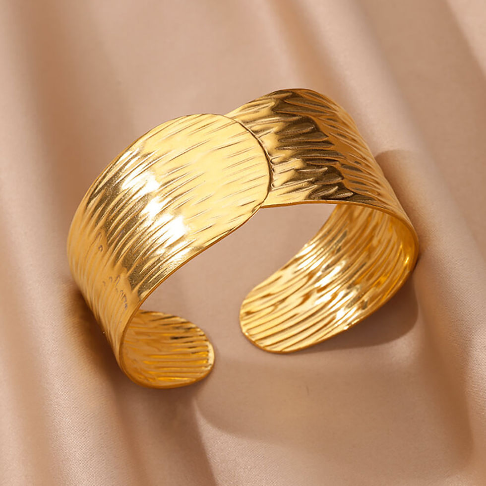 Thumbnail: Stainless Steel Wide Bangles for Women Luxury Gold Color Chunky Flower Cuff Bang