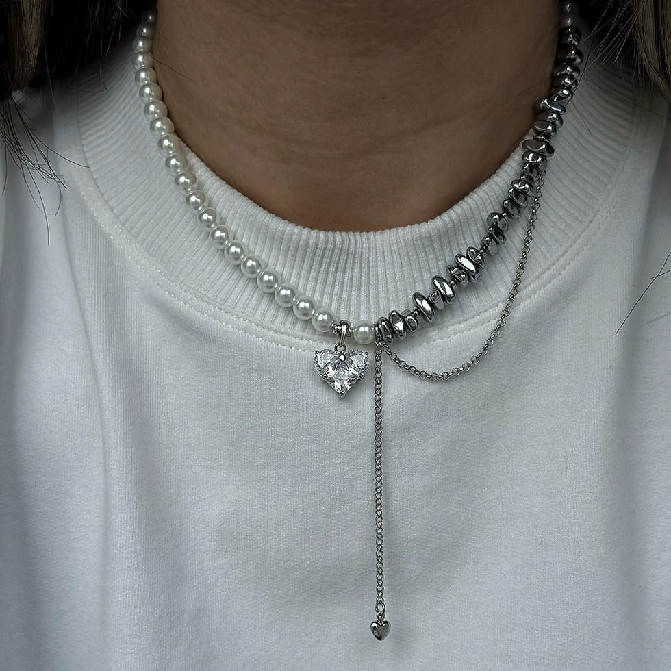 Thumbnail: New Irregular Choker Vintage Tassels Zircon Heart Pendant Necklace For Women Fem