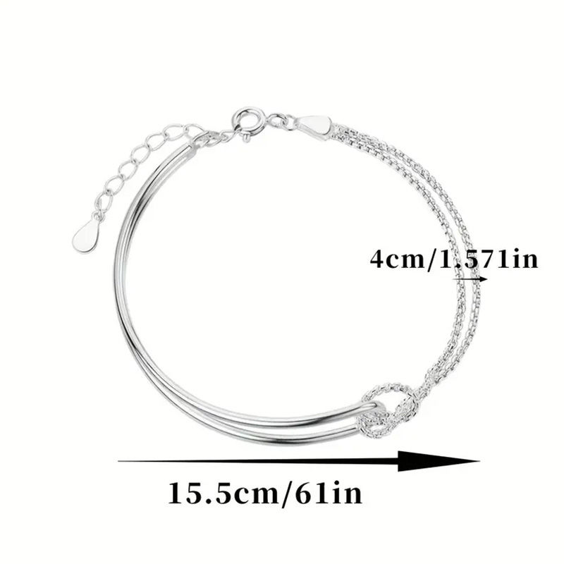 Thumbnail: New S925 Silver Minimalist Geometric Collage Bracelet Women's Jewelry Exquisite 