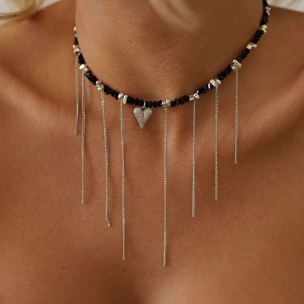 Thumbnail: New Irregular Choker Vintage Tassels Zircon Heart Pendant Necklace For Women Fem
