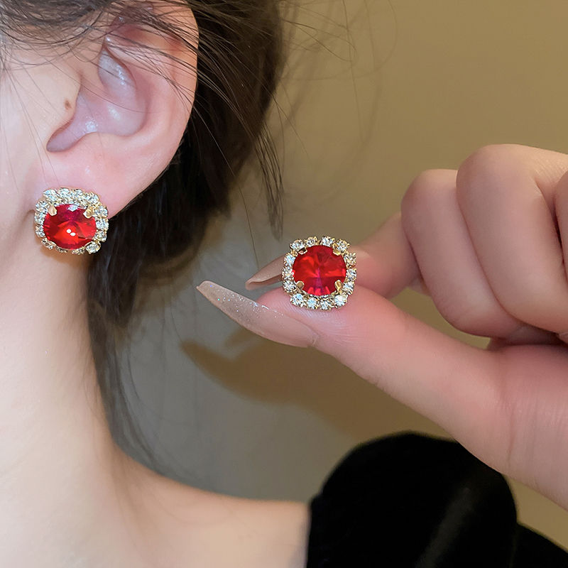 Thumbnail: Luxury Green Rhinestone Necklace Stud Earrings For Women Crystal Choker Necklace