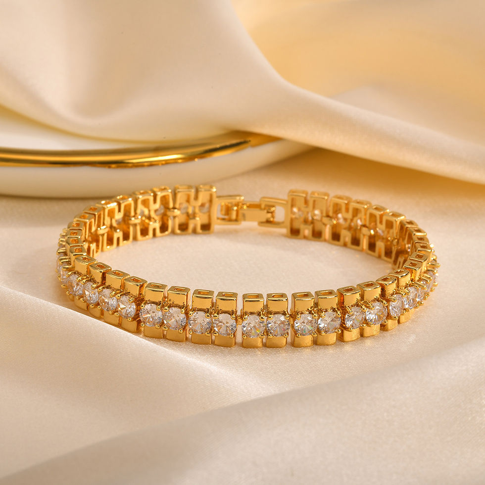 Thumbnail: Paperclip Chain Bracelet 14K Gold Plated Cubic Zirconia Watch Strap Chunky Link 