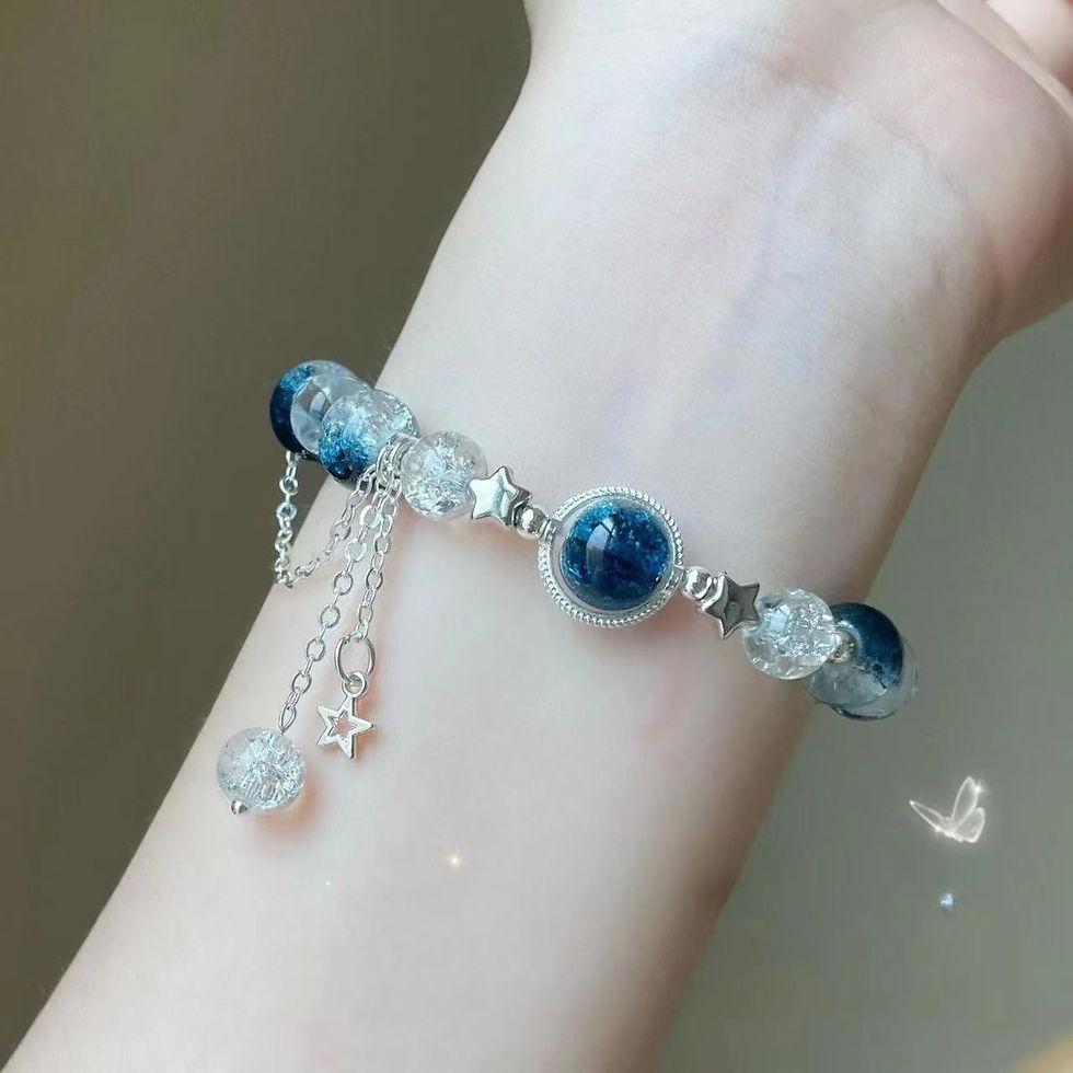 Thumbnail: Niche Design Star Chain Tassel Bracelet for Women Fantasy Blue Crystal Beads Ela