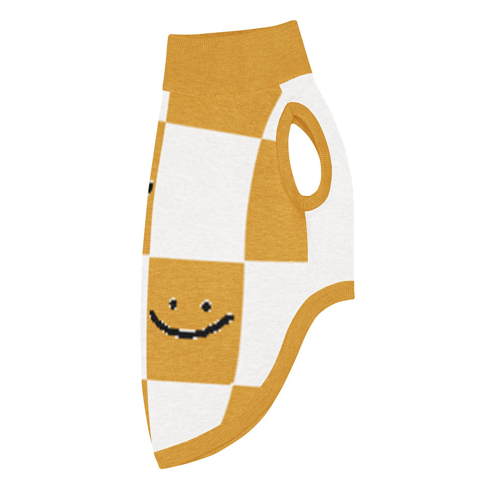 Thumbnail: Knitted Pet Sweater - Smiley Patch Checkerboard