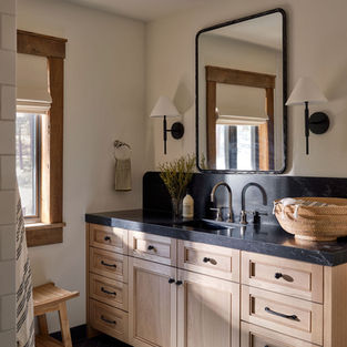 sierra mountains lakeside cozy cabin bathroom