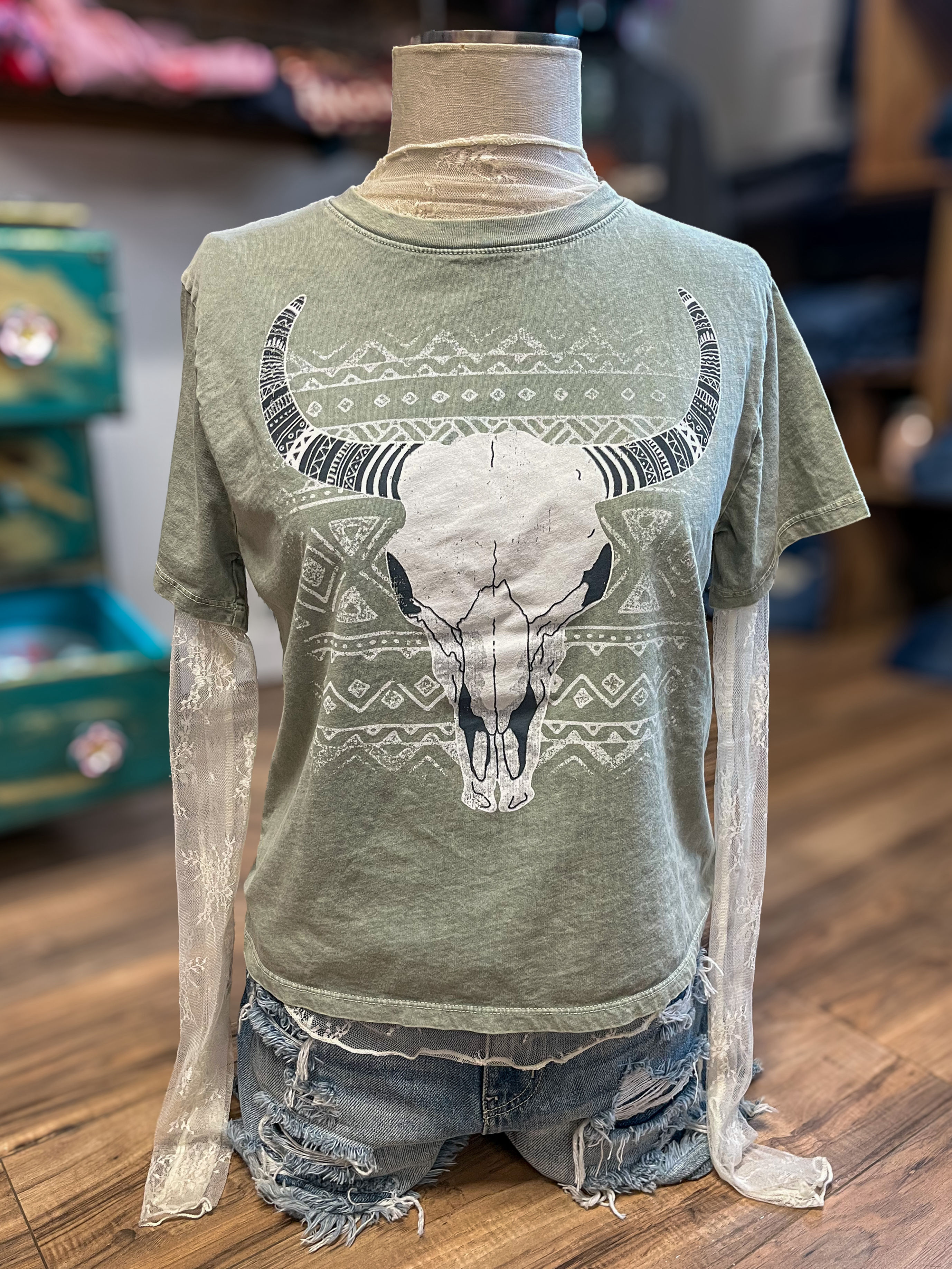 Bull Skull Aztec Tee