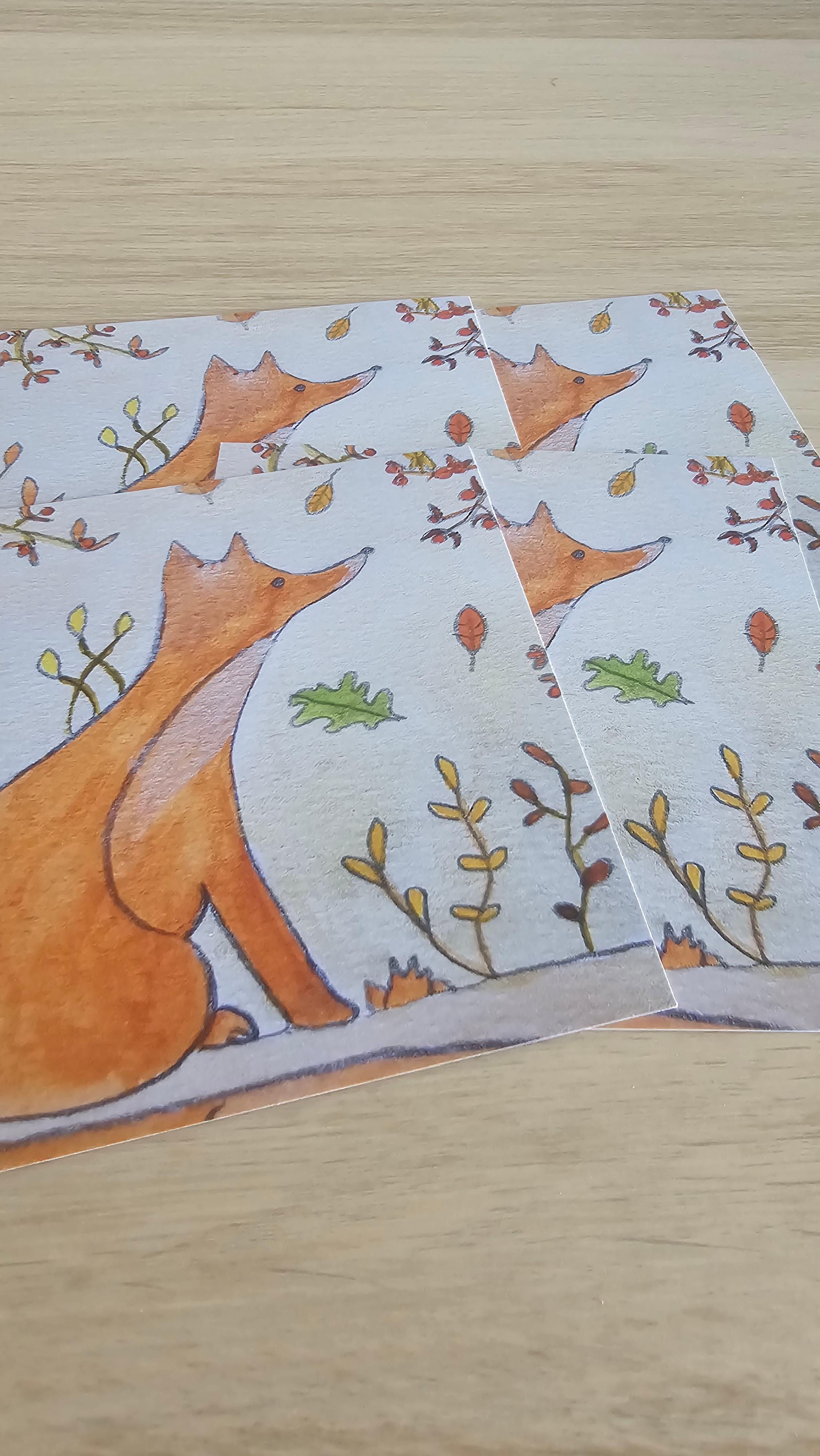 Carte illustrée - Automne - renard