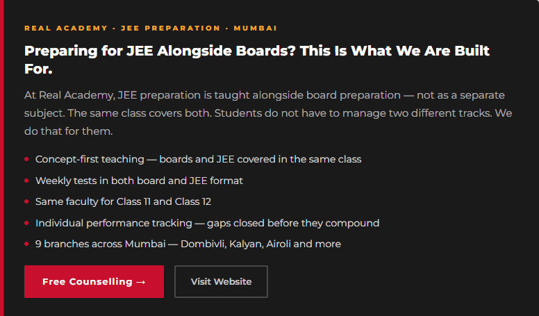 Real Academy or JEE, NEET Admission