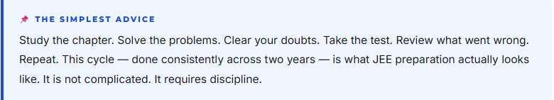 simple advice from Real academy for jee