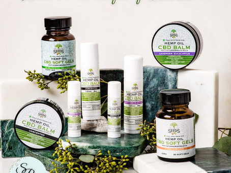 A variety of products with CBD oil, such as oils, balms, and more