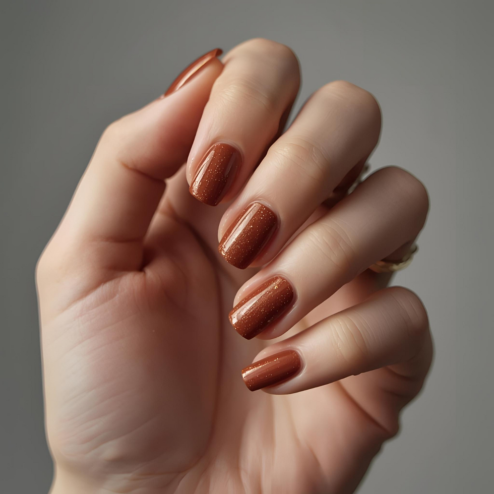 Brown glittery nail polish