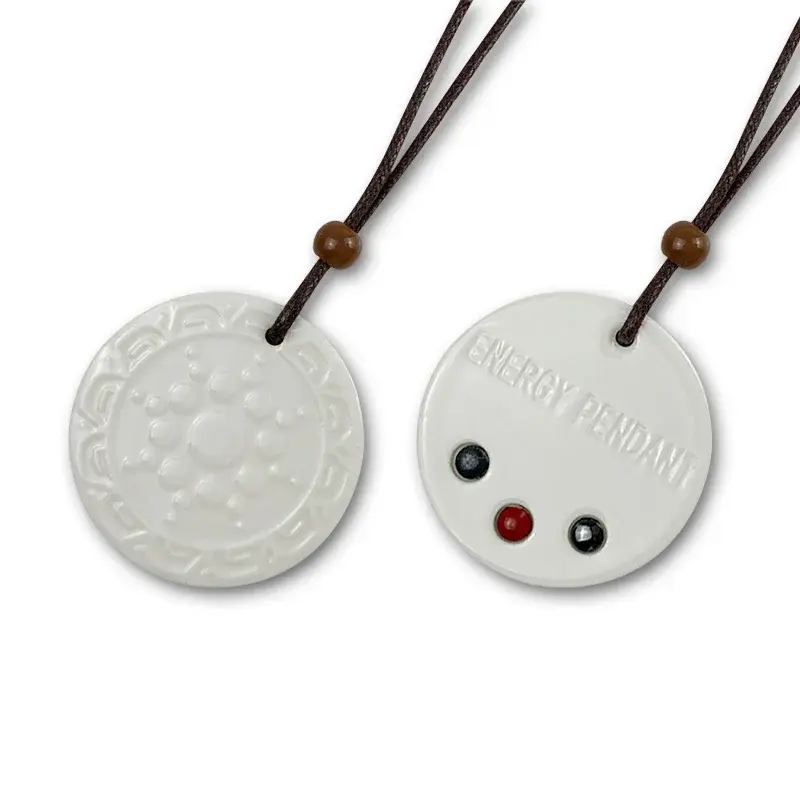 Thumbnail: "Sunflower Health Stone Pendant – White Ceramic Necklace with Gift Box"