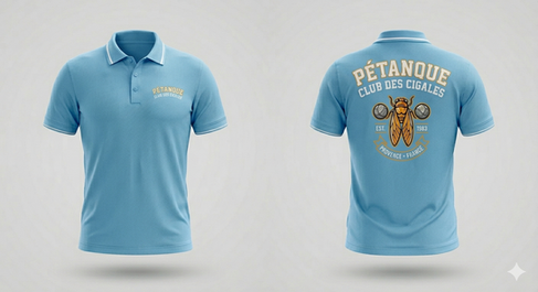 Polo de pétanque , fabrication Européenne, marquage par sublimation