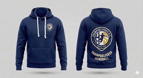 Sweat à capuche de handball, fabrication Européenne, marquage par sublimation