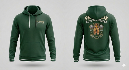 Sweat à capuche pétanque, fabrication Européenne, marquage par sublimation
