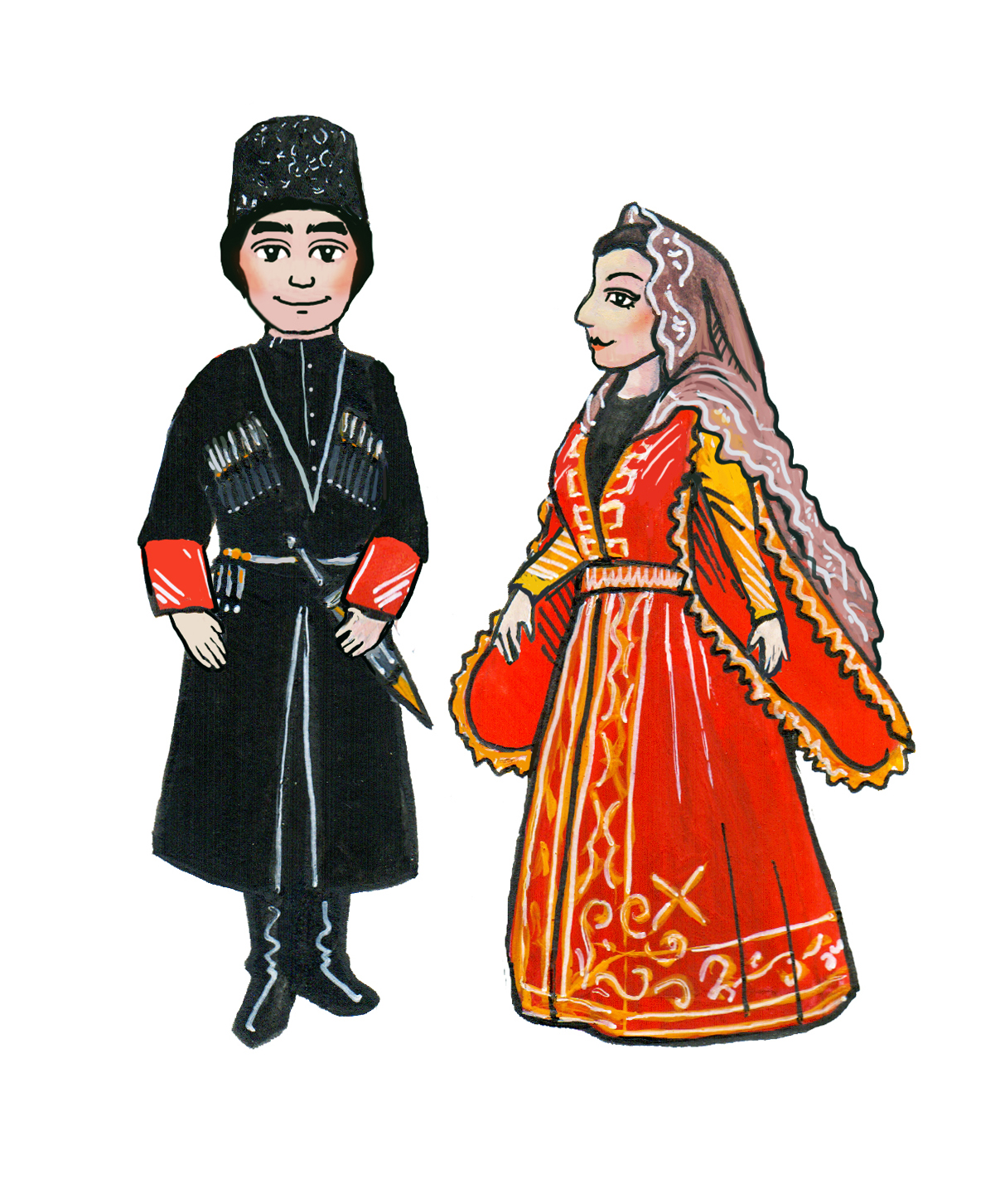 Национальный Костюм Чеченцев Рисунок