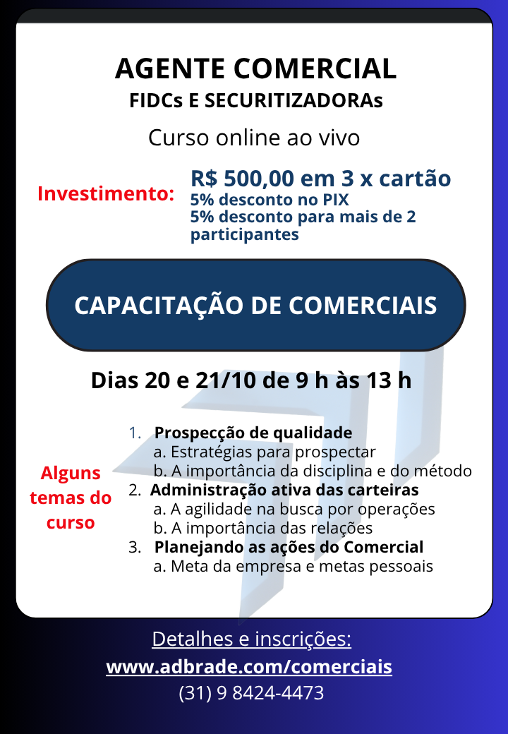 Agente Comercial de FIDCs e Securitizadoras
