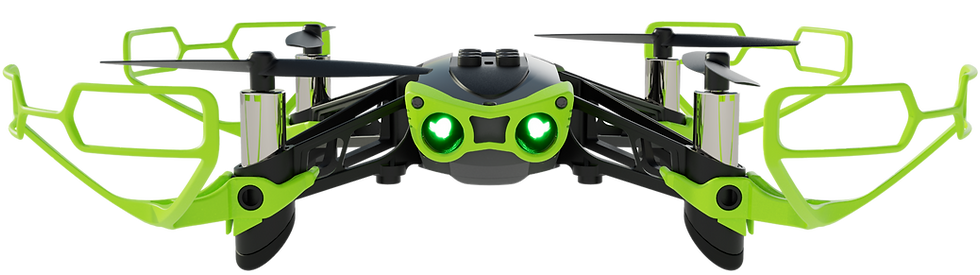 Bright green robot with large treads