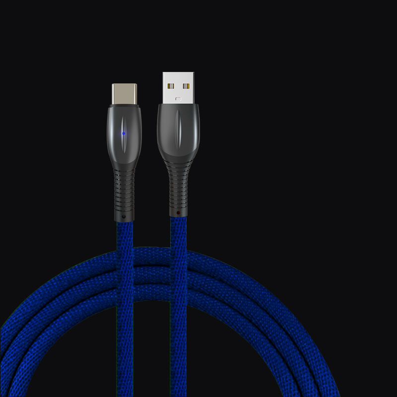 Thumbnail: Zinc Alloy Cable Android TYPE-C Apple Mobile Phone Cable With Blue Light 2M