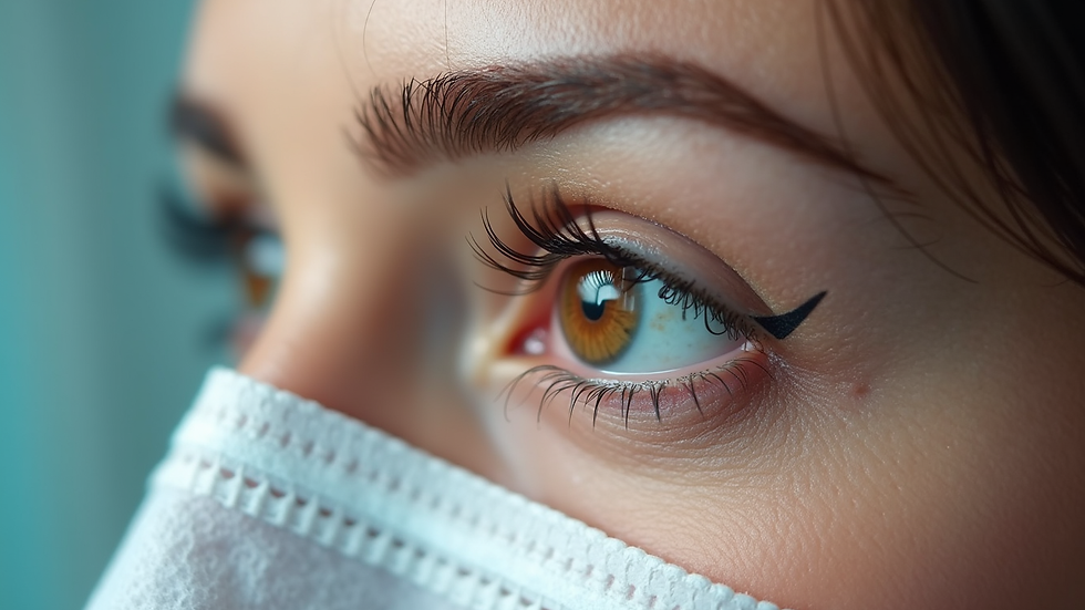 Eye-level view of a microshading procedure showing soft powdered eyebrow effect