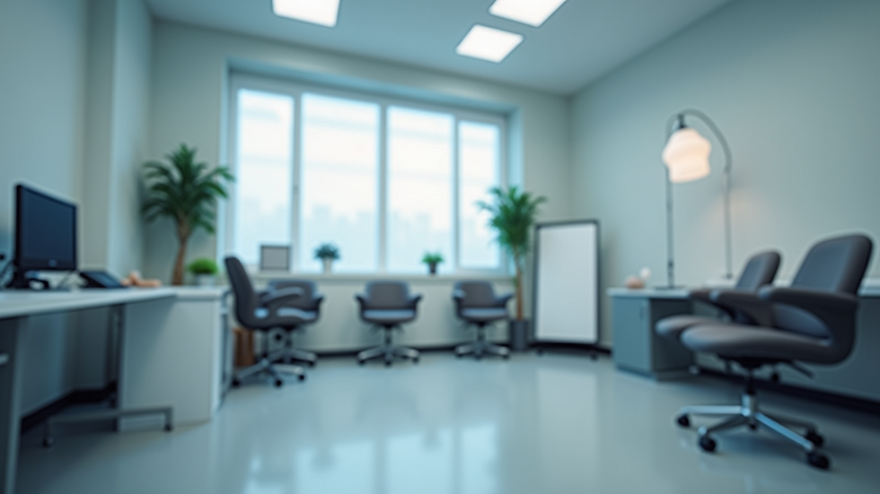 Eye-level view of a modern training room with lip blush equipment