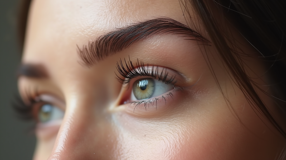 Close-up view of perfectly microbladed eyebrow with natural hair strokes