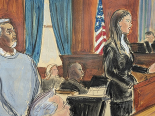 Sean “Diddy” Combs (left) listens as his lawyer, Teny Geragos, delivers opening statements to the jury in Manhattan federal court on Monday, May 12, 2025.
