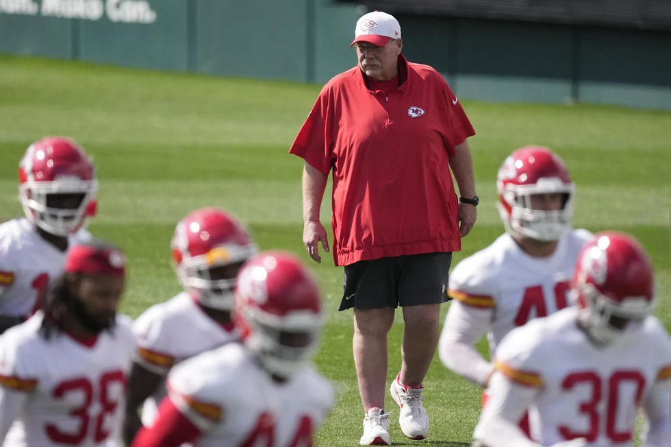Kansas City Chiefs head coach Andy Reid walks the field during an NFL football practice Friday, Feb. 7, 2025, in New Orleans, ahead of Super
Bowl 59 against the Philadelphia Eagles. (AP Photo/Brynn Anderson)