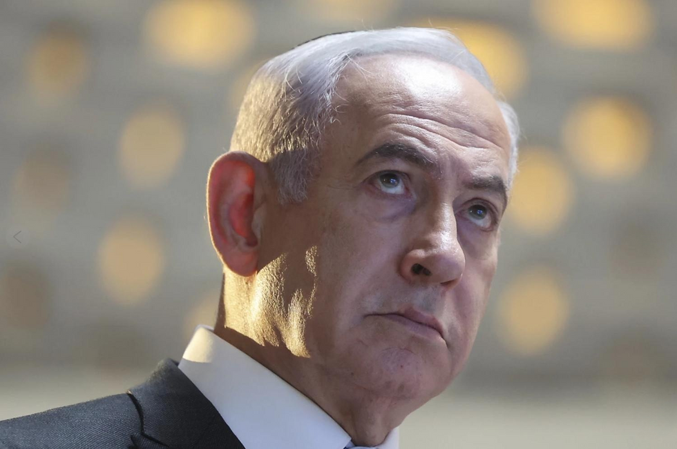 Israeli Prime Minister Benjamin Netanyahu attends a memorial ceremony for Israeli soldiers at the Hall of Remembrance in Mount Herzl Military Cemetery, Jerusalem, on July 26, 2024.