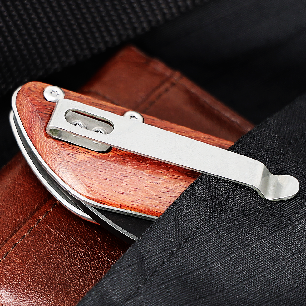 Thumbnail: OERLA OLHW-D52 EDC Folding Pocket Knife 4" D2 Steel Blade with Rosewood Handle