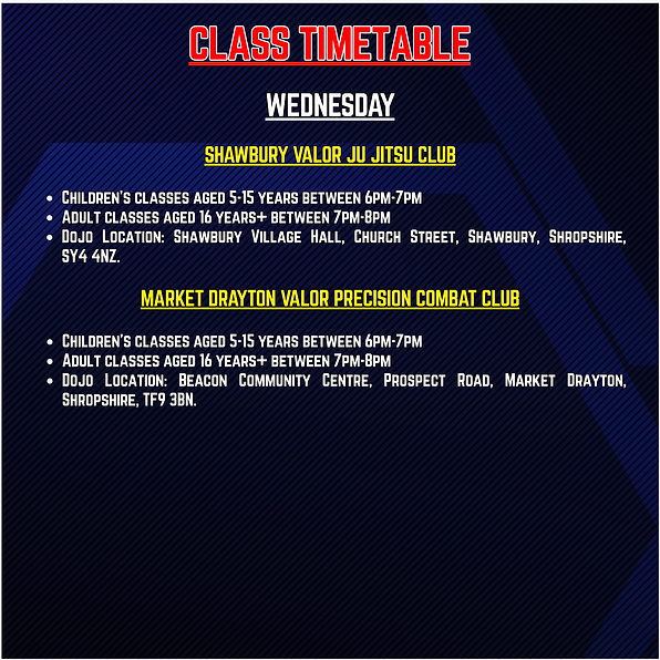 CLASS TIMETABLE (WEDNESDAY)