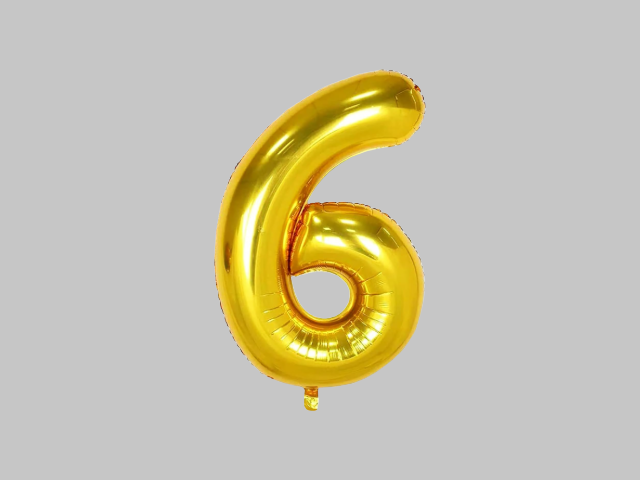 40" Silver Number 6 Foil Balloon Includes Helium