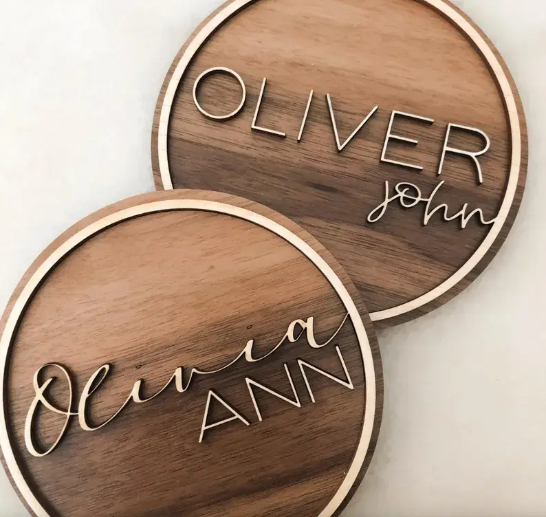 Thumbnail: 3D Wooden Name Baby Sign