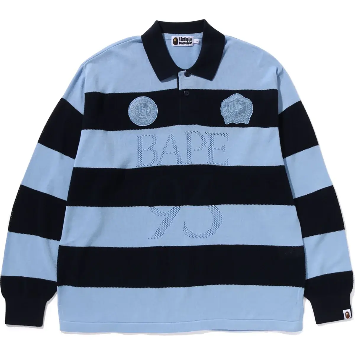 BAPE JACQUARD MULTI LOGO STRIPE RELAXED FIT LS TEE MENS